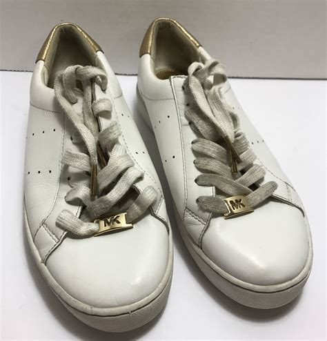 witte michael kors sneakers irving lace up|Irving Embellished Leather Sneaker .